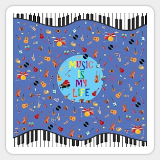 Music is my life en azul Sticker